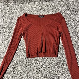 Top shop dark orange long sleeve crop top
